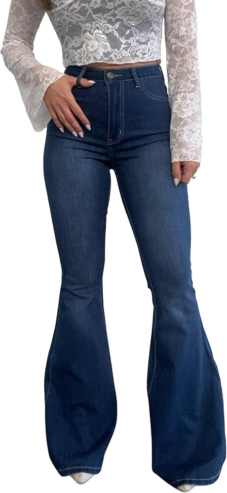 Willow Boutique High Waisted Bootcut Jeans for Women – Stretchy Bell Bottom Flare Pants | Botto... | Amazon (US)