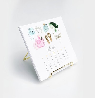Click for more info about Desk Calendar Set - Fashion Illustration Gift - Calendar + Gold Stand - Watercolor Art - Trendy G...