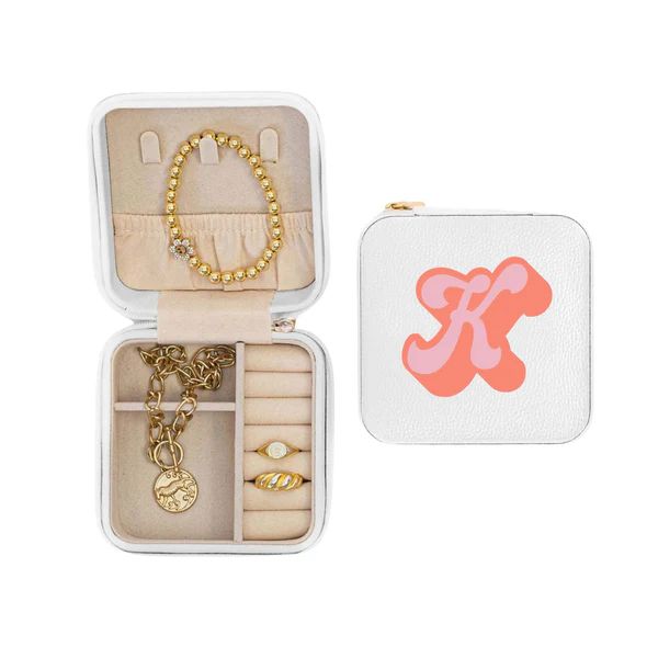 Retro Initial Travel Jewelry Case | Sprinkled With Pink