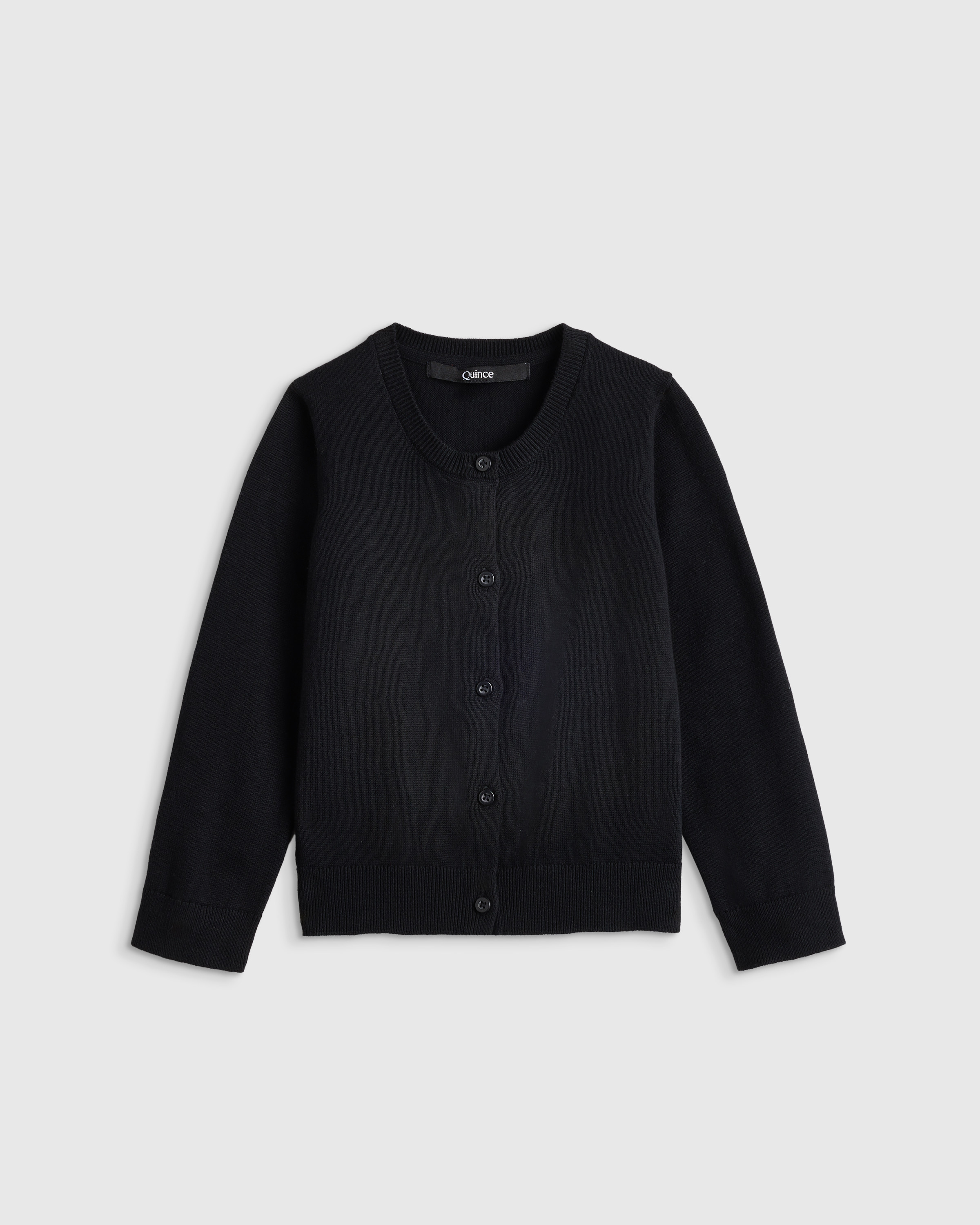 Quince | Crewneck Cardigan Sweater in Black, Size 5T, Organic Cotton | Quince
