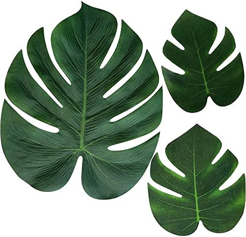 120PCS Tropical Palm Leaves Plant Imitation Leaf-Hawaiian/ Luau/Jungle Party Table Decorations | Amazon (US)