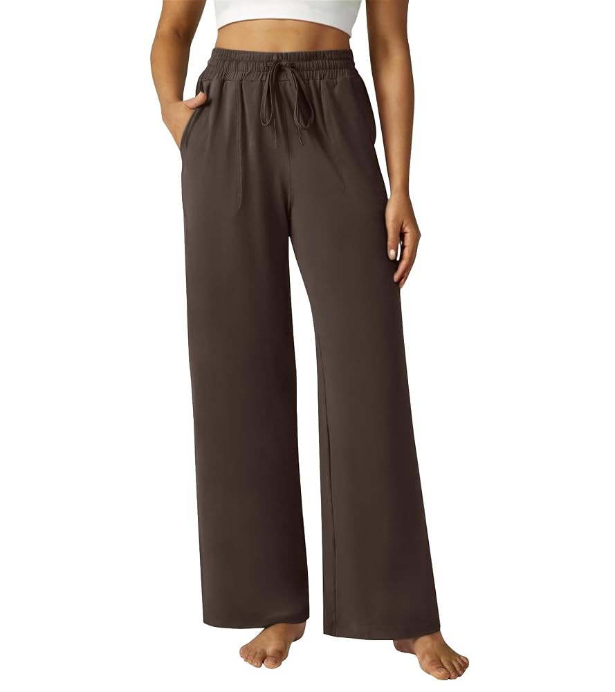 Wide Leg Pants Women High Waisted Slacks Lounge Baggy Flowy Palazzo Pants with Pockets | Amazon (US)