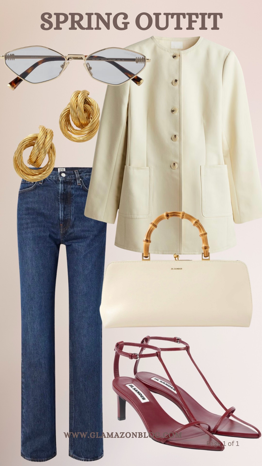 Spring outfit, cream jacket, cream blazer, miu miu sunglasses, vintage earrings, Jil sander bag, mini goji bag, toteme jeans, straight jeans 

#LTKspring #LTKsummer #LTKeurope