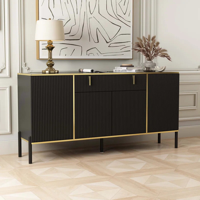 63 Inch Sideboard Buffet Storage Cabinet With Pop-Up Cabinet Door | Wayfair North America