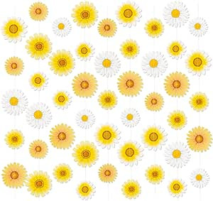 Daisy Groovy Boho Party Decorations - 9pcs Daisy Garland Kit Hanging Flower Banners for Baby Show... | Amazon (US)