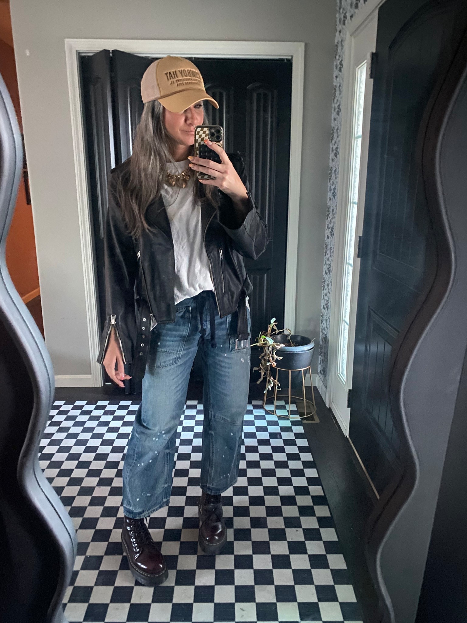 This all saints leather moto jacket is worth the investment! Free people moxie jeans 
Wearing a 10 in the jacket for an oversized fit 

#LTKOver40 #LTKStyleTip #LTKSeasonal