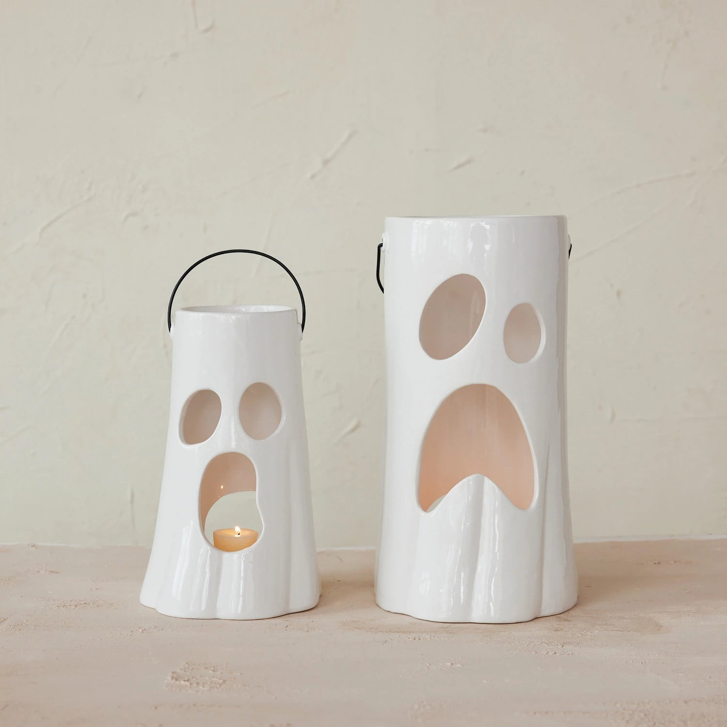 Ceramic Ghost Lantern (2 Sizes) | Linen & Flax Co