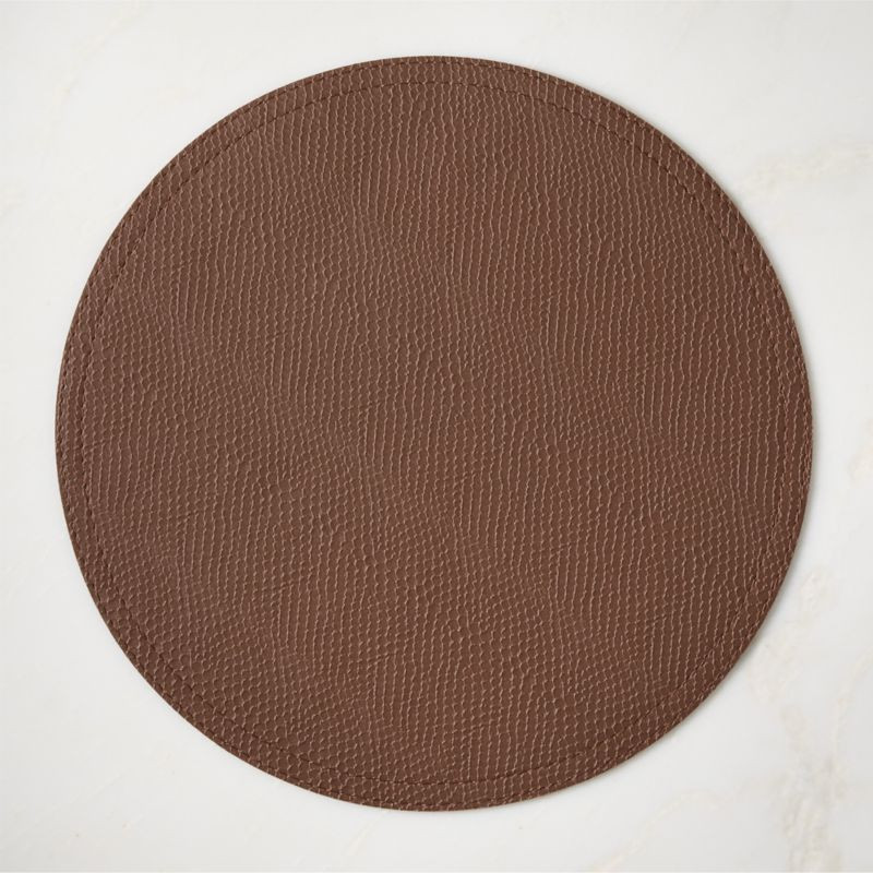 Python Brown Faux Leather Round Placemat | CB2