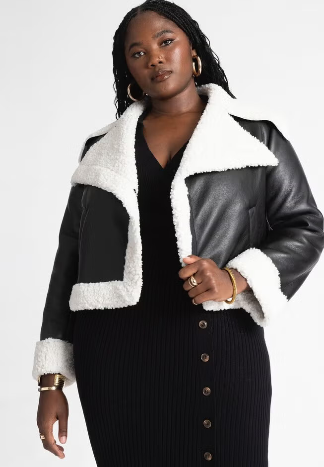 Short Sherpa Moto Jacket | Eloquii