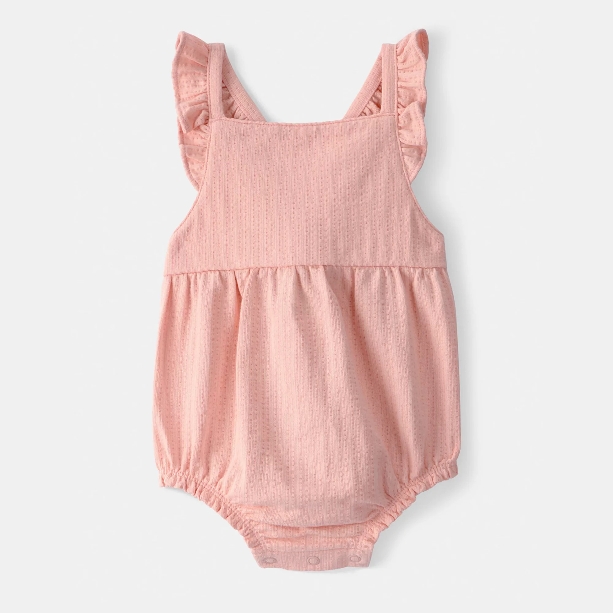 Baby Girl Carter's Solid Sleeveless Romper with Ruffle Straps | Kohl's