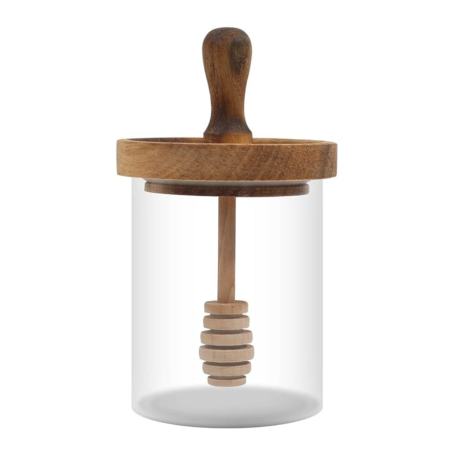 Honey Jar with Dipper and Lid - Glass Honey Pot with An Extra Wooden Dipper Stick, Home Kitchen H... | Amazon (US)