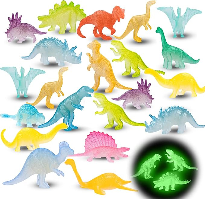 48Pcs Glow in Dark Mini Dinosaur Figures Easter Eggs FillerS Birthday Party Favors Supplies Dino ... | Amazon (US)