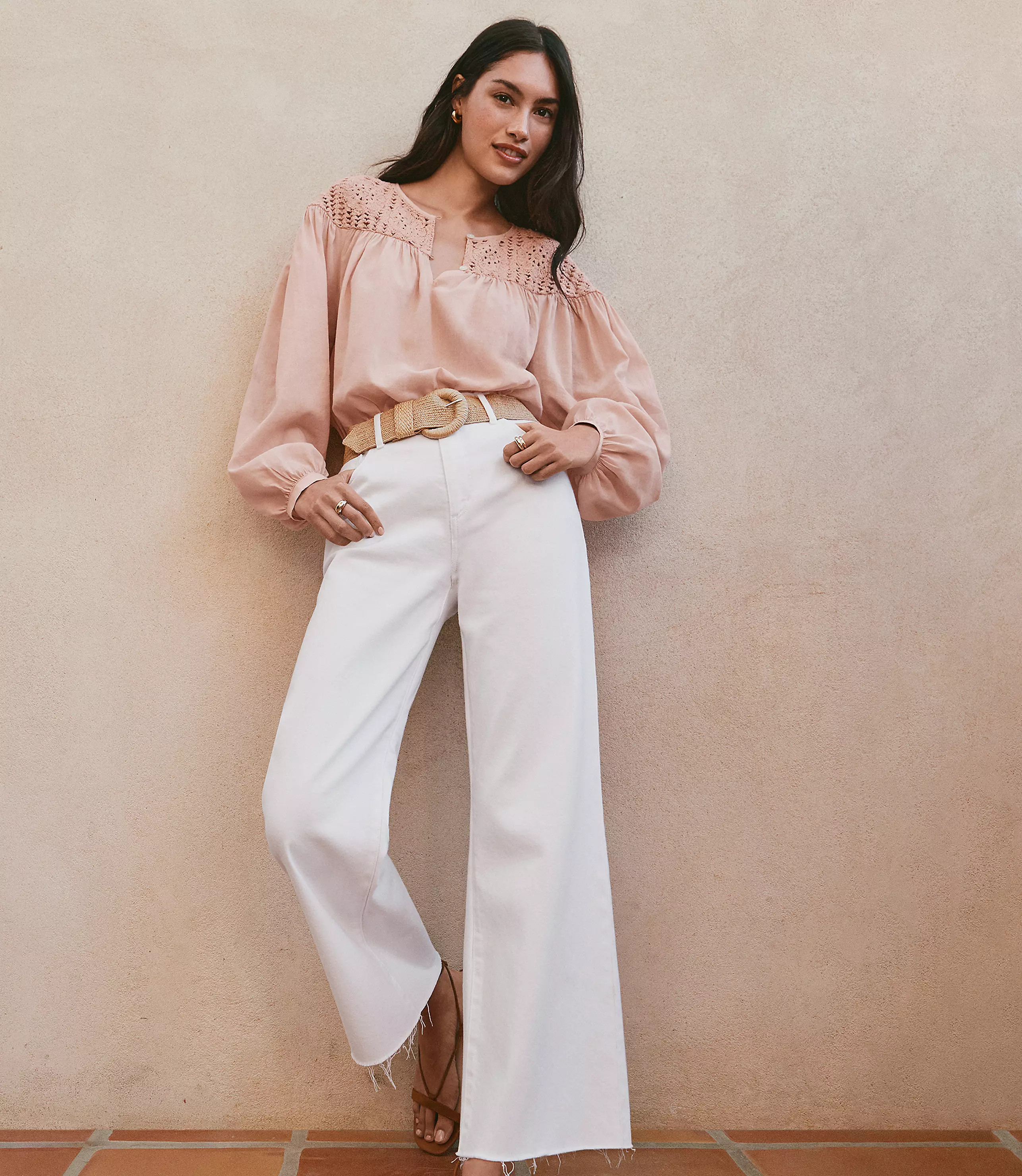 High Rise Wide Leg Crop Jeans in White | LOFT