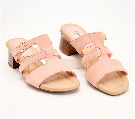 Clarks Collection Heeled Slide Sandals - Desirae Palm | QVC