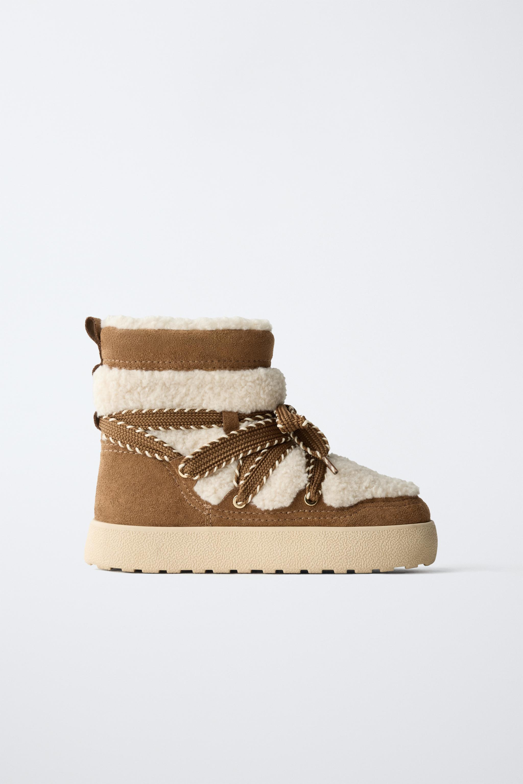 COMBINATION SHEARLING ANKLE BOOTS | Zara US