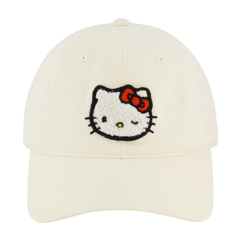 Womens Hello Kitty Chenille Patch, Cotton "Dad" Cap, Off-White, One Size Fits Most | Walmart (US)