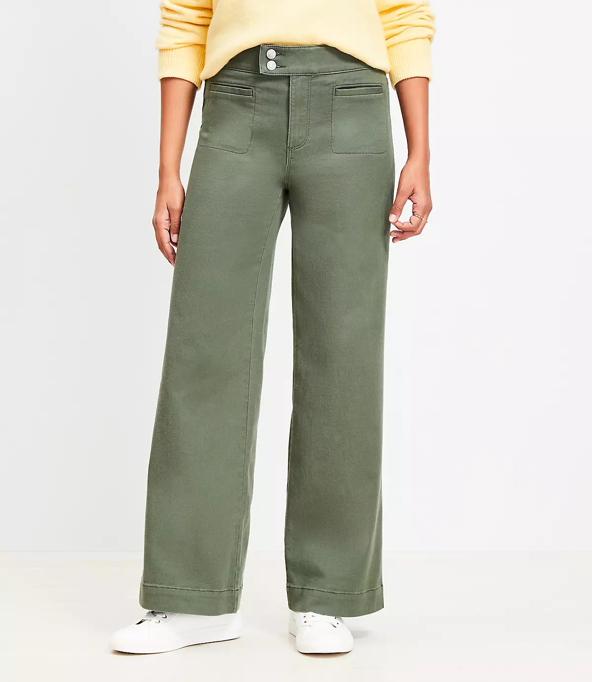 Petite Palmer Wide Leg Pants in Twill | LOFT