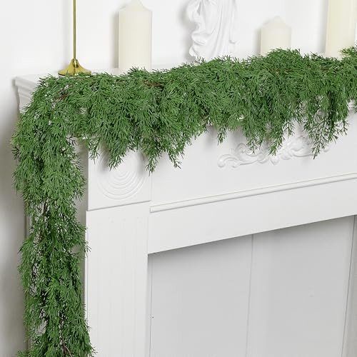 6 Ft Christmas Norfolk Pine Garland, Dense Pines Realistic Touch Garland Ornaments, Greenery Artificial Pine Cypress Garlands for Christmas Holiday Mantle Fireplace Table Home Decor | Amazon (US)