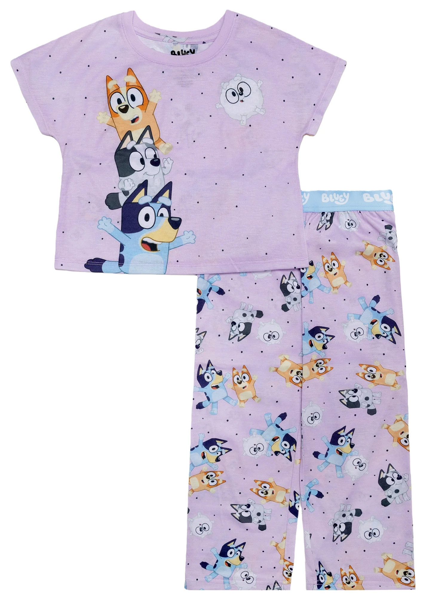 Bluey Girls 2-Piece Jersey Short Sleeve Top and Pant, Sizes 4-12 | Walmart (US)