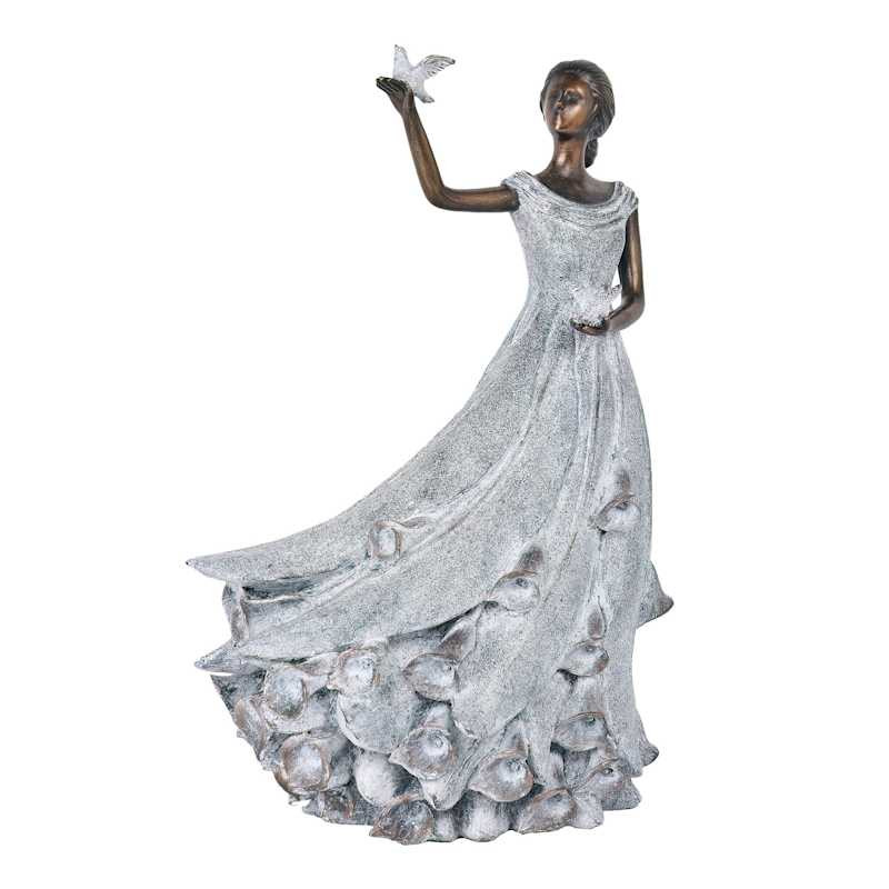 Calla Flower Lady with Birds Garden Statue, 16" | At Home