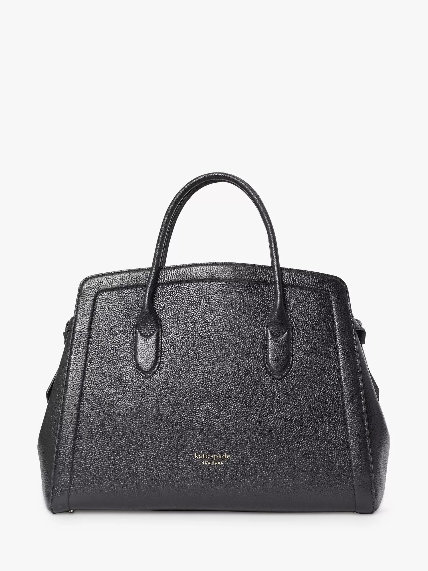 kate spade new york Knott Large Pebbled Leather Travel Bag, Black | John Lewis (UK)