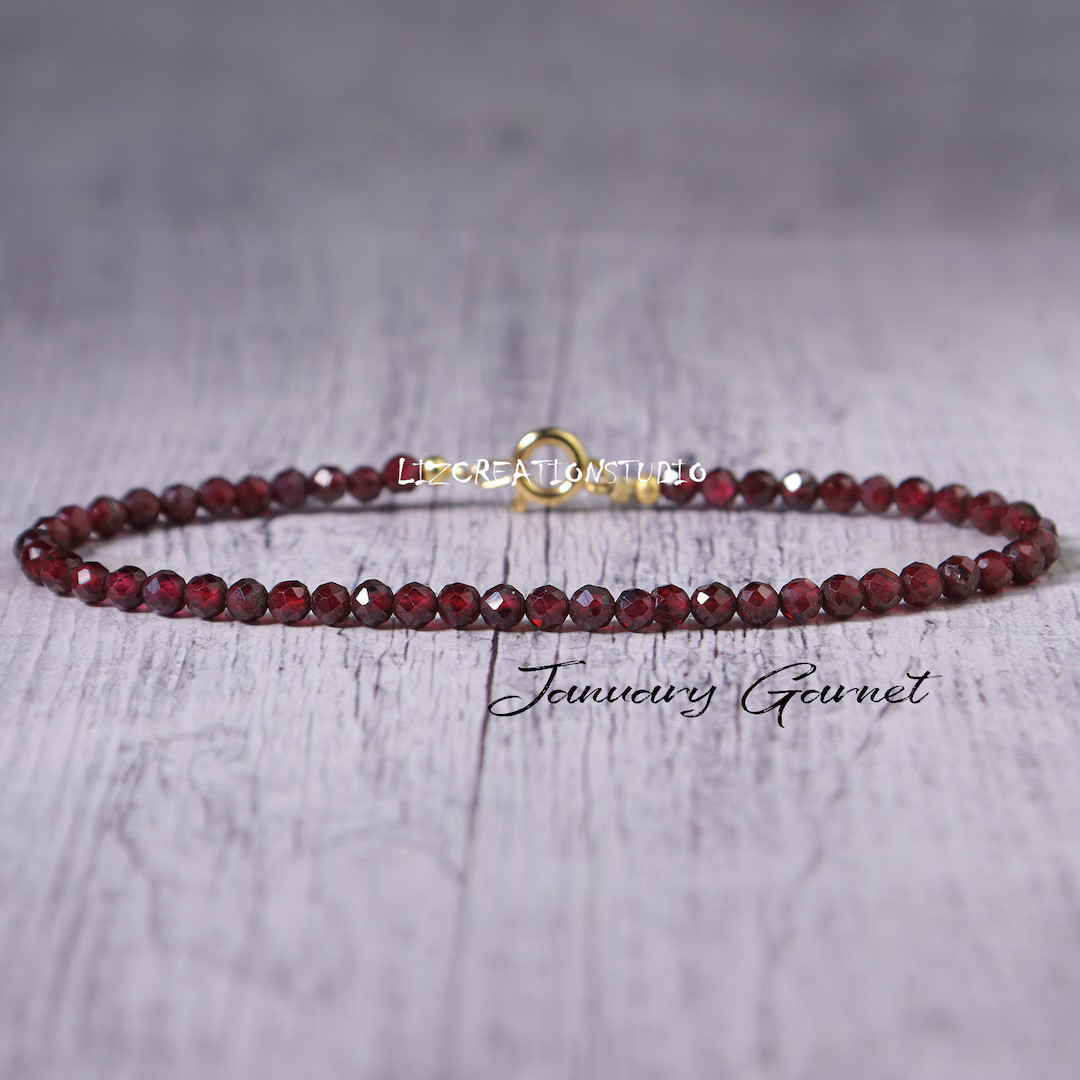 Minimalist Garnet Bracelet natural Garnet Stone Dainty Bracelet Garnet Crystal Bracelet January B... | Etsy (US)