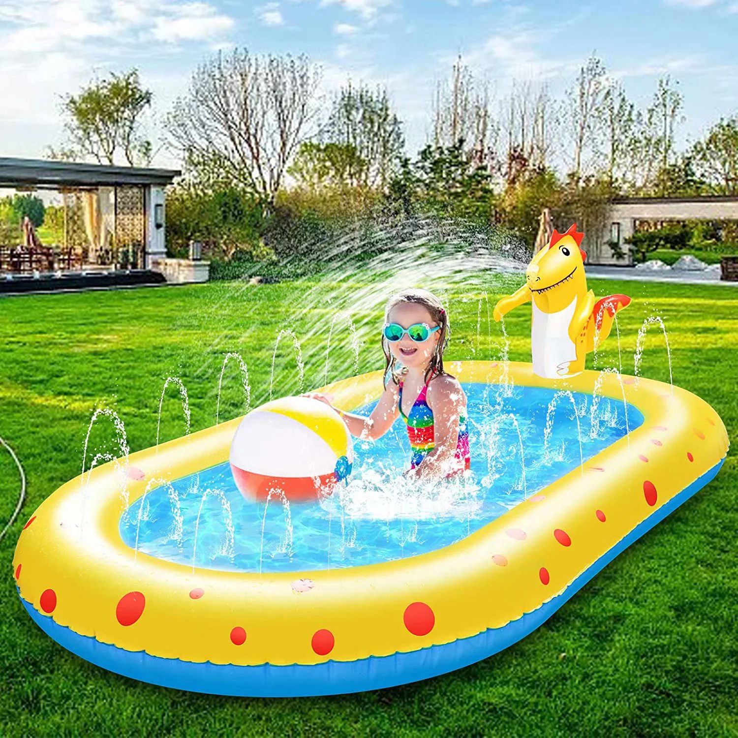 Inflatable Sprinkler Pool for Kids 3 in 1 Baby Pool Outdoor Splash Pad for Toddlers Fun Water Toy... | Walmart (US)