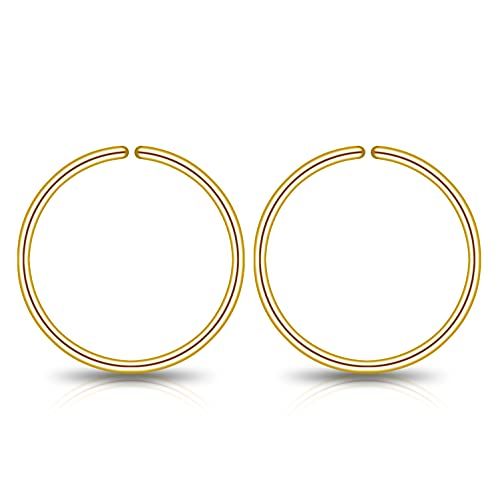 Small Gold Sterling Silver Huggie Hoop Earrings for Women Cartilage Nose Helix Tragus (Gold, 7mm 24  | Amazon (US)