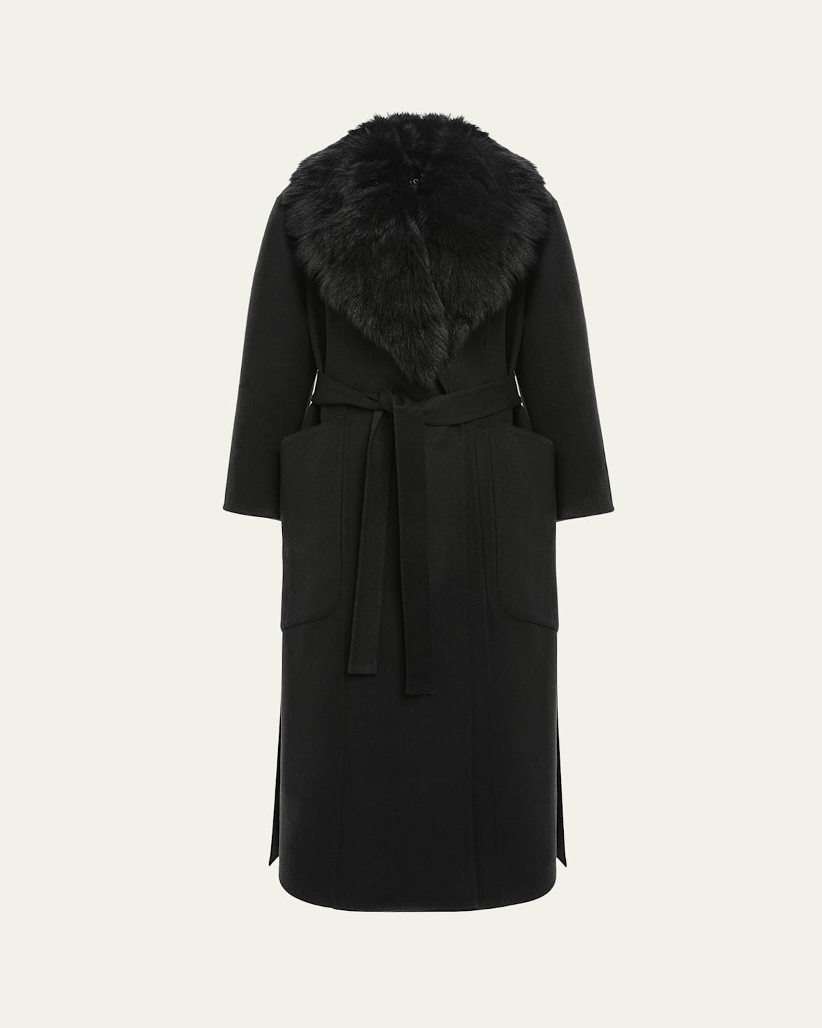 Loro Piana Double-Face Cashmere-Blend Coat with Detachable Merinillo Shearling Lamb Collar | Bergdorf Goodman