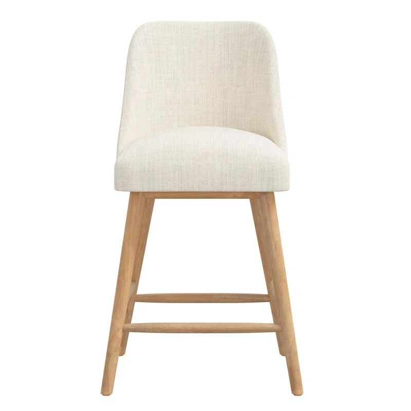 Mid-Century Modern Stool With Rounded Shape In Linen | Wayfair North America