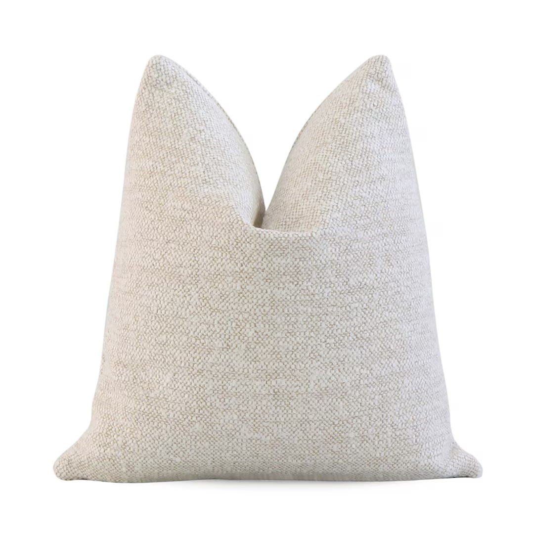 Cream Boucle Decorative Throw Pillow With Gold Zipper - Etsy | Etsy (US)