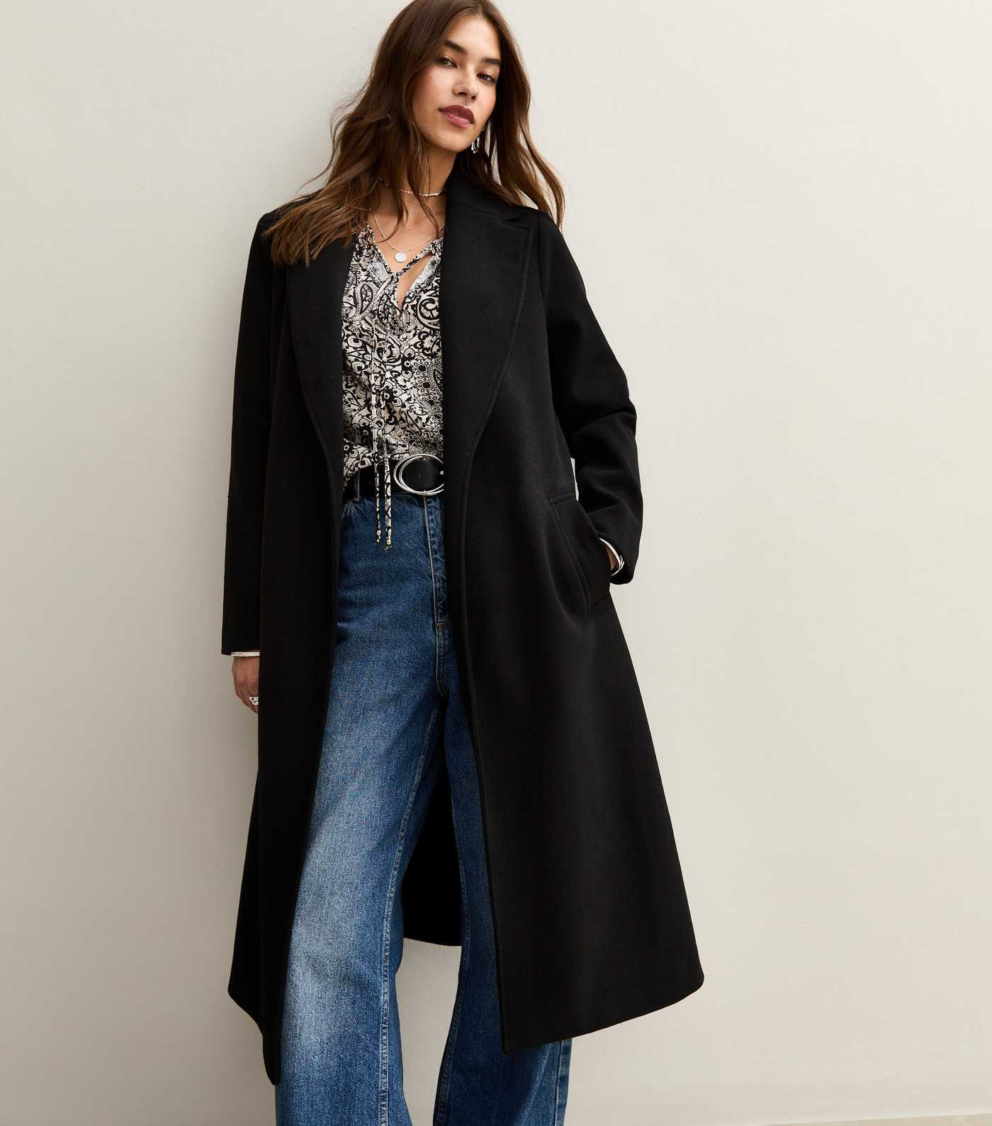 Black Unlined Longline Belted Coat | New Look | New Look (UK)
