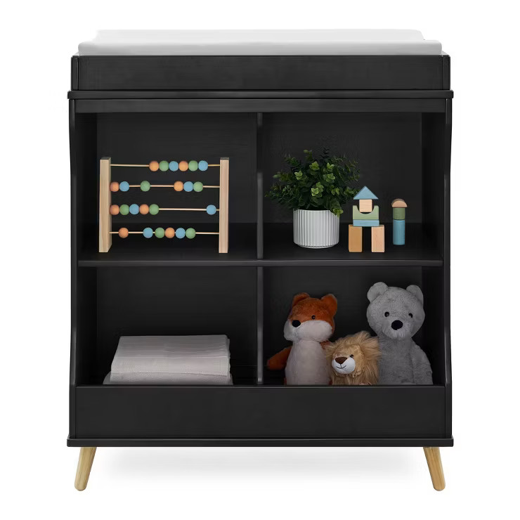 Delta Children Jordan Convertible Changing Table and Bookcase - Midnight Gray/Natural | Target