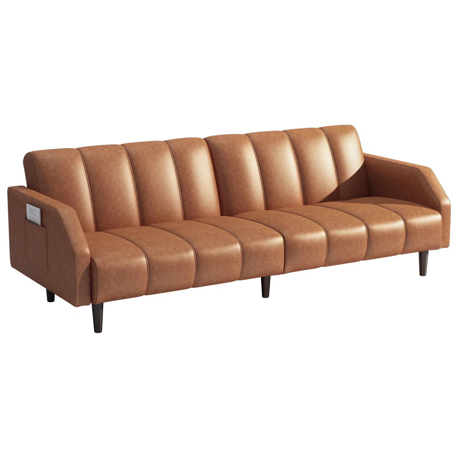 Ebern Designs Fabry 77.56" Faux Leather Convertible Sofa & Reviews | Wayfair | Wayfair North America