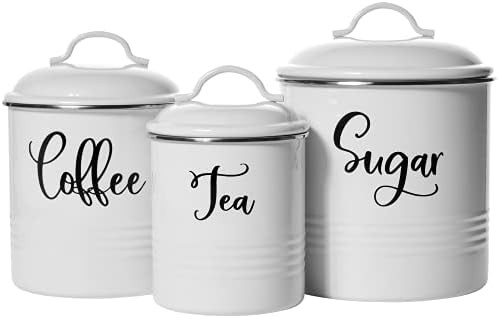 Home Acre Designs Kitchen Canisters Set of 3 - Airtight Tea, Sugar & Coffee Containers - Rustic F... | Amazon (US)