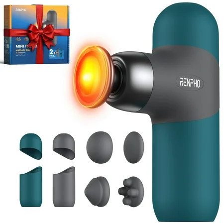 RENPHO Mini Massage Gun with Heat, Handheld Massager Deep Tissue for Pain Relief, FSA HSA Eligible, Christmas Gift for Men Women, Portable Travel, Green | Walmart (US)