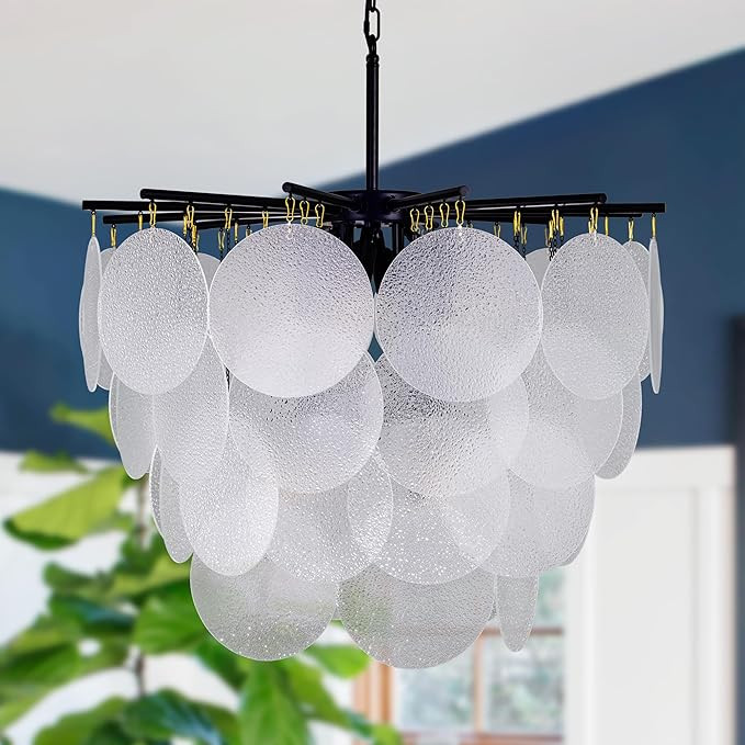 Wellmet 8-Lights Black Glass Chandelier, 28" Modern Farmhouse Entryway Glass Chandelier, Multi-Ti... | Amazon (US)