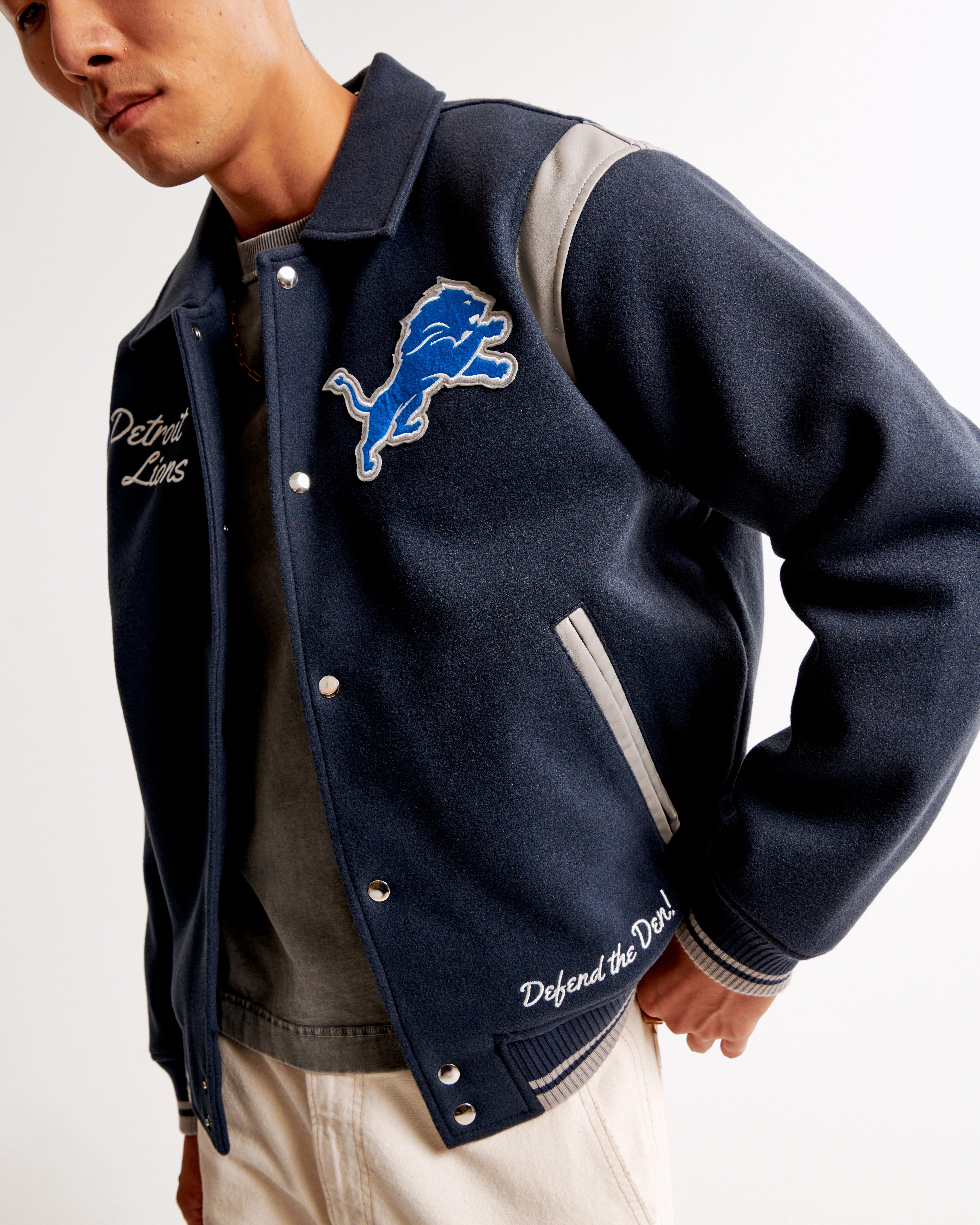 Detroit Lions Varsity Bomber Jacket | Abercrombie & Fitch (US)