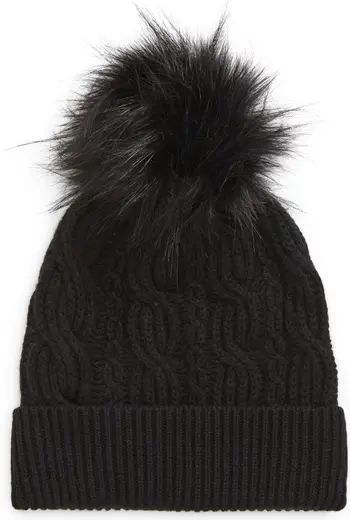 Wool & Recycled Cashmere Faux Fur Pom Beanie | Nordstrom