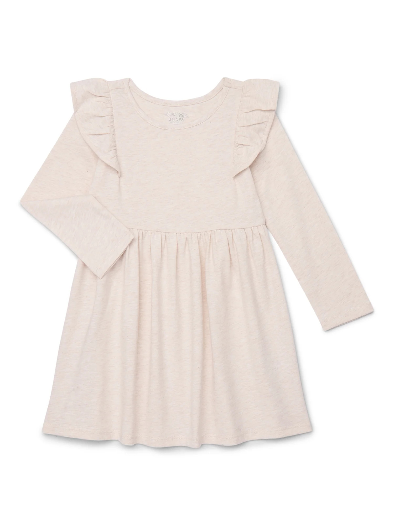 Garanimals Toddler Girl Long Sleeve Solid Dress with Ruffle Shoulders, Sizes 18M-5T | Walmart (US)