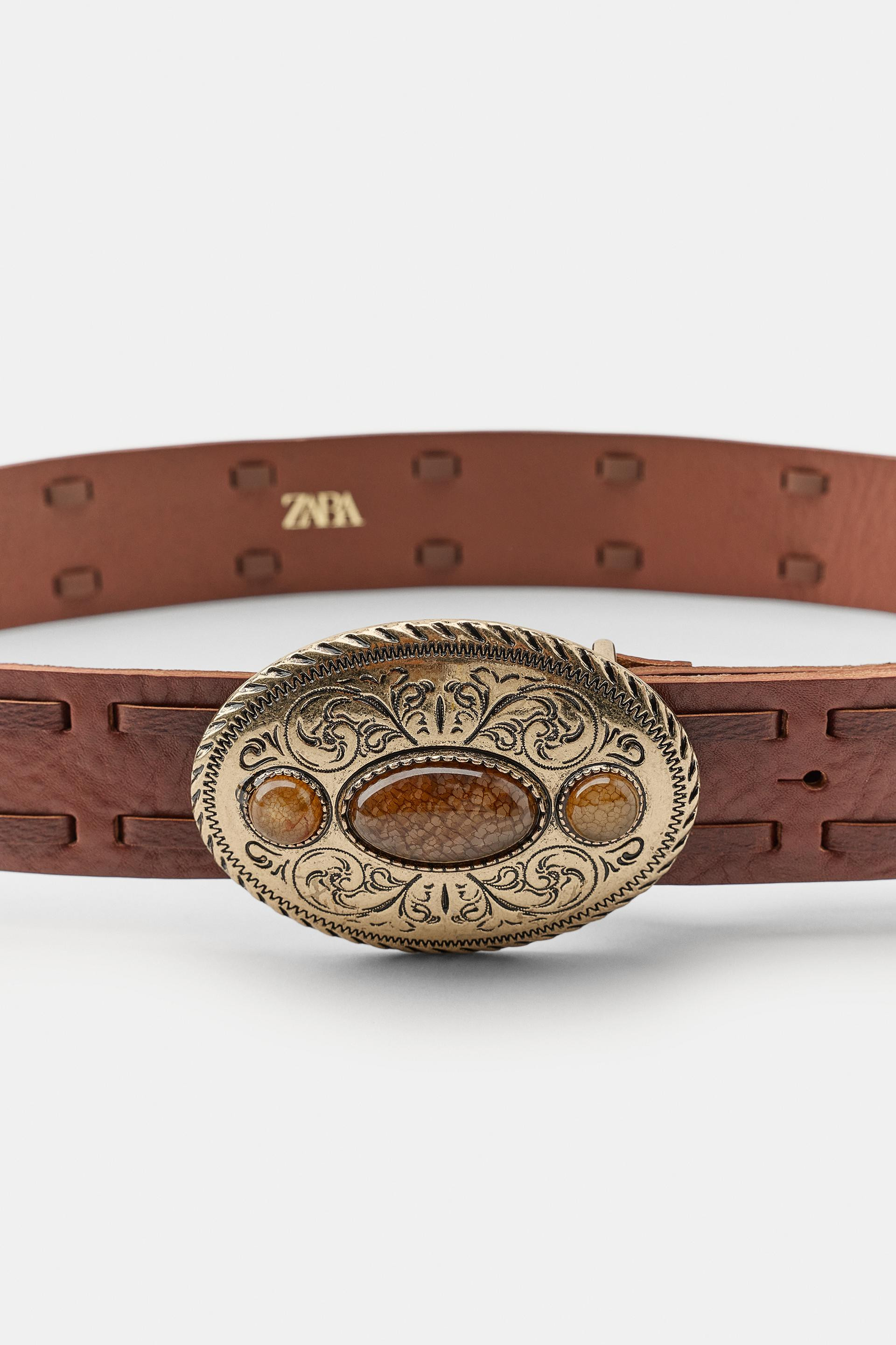 Zara - 100% Leather Sash Belt With Pockets - Women - Chocolate - Women | Zara US