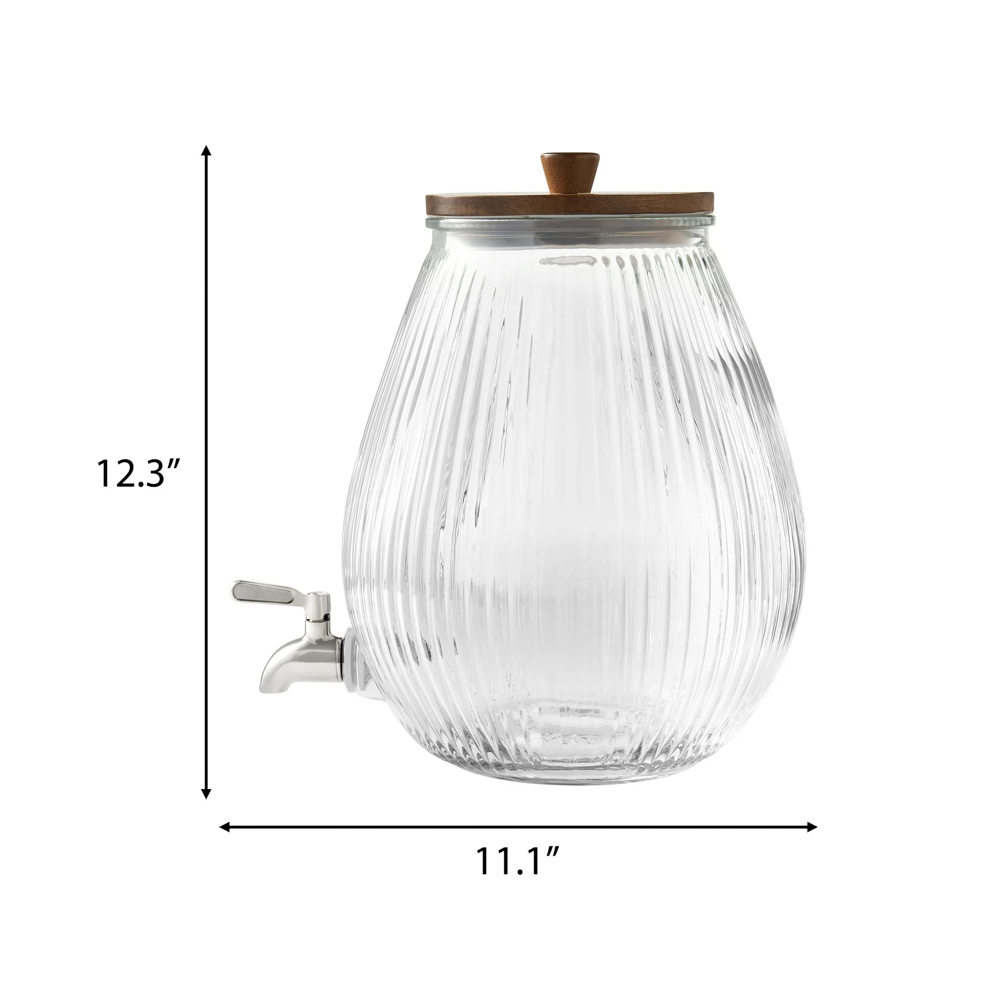 The Pioneer Woman Glass 2 Gallons Ribbed Beverage Dispenser with Wood Lid - Walmart.com | Walmart (US)