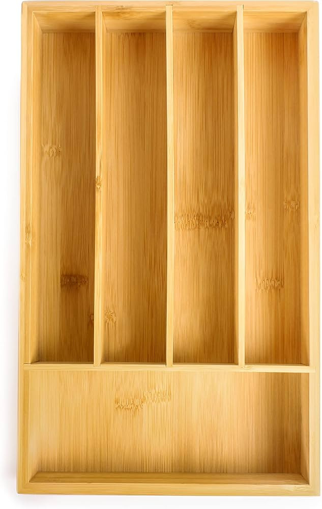 BergHOFF Bamboo Flatware Organizer 5-slot, 13.5" x 8.25", Natural, Fit in any size of drawer, gre... | Amazon (US)