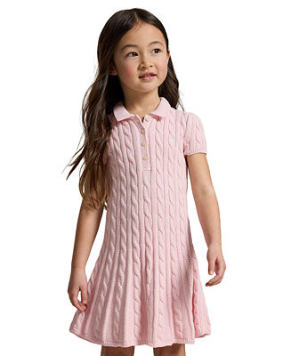 Girls' 2T-6X Cable-Knit Polo Sweater Dress | Macy's
