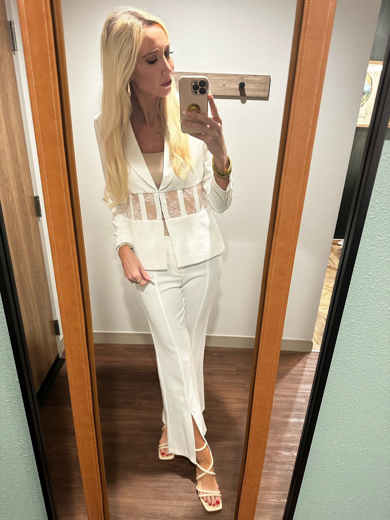Tall girl approved suit set. Great classic white suit with a little bit of sexy.

