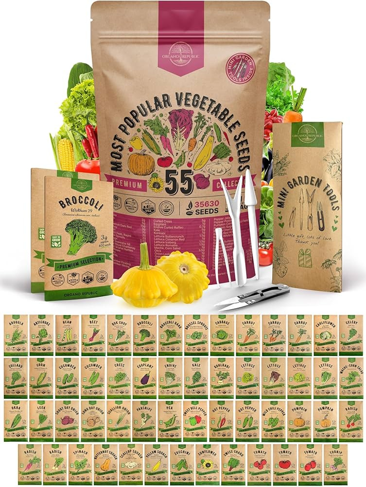 55 Vegetable Seeds Variety Pack - 35,600+ Non-GMO Heirloom Seeds for Planting Vegetables and Frui... | Amazon (US)