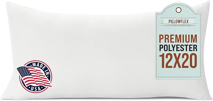 Pillowflex Premium Polyester Throw Pillow Insert - 12x20 Ultra Soft Large Rectangle Throw Pillow,... | Amazon (US)