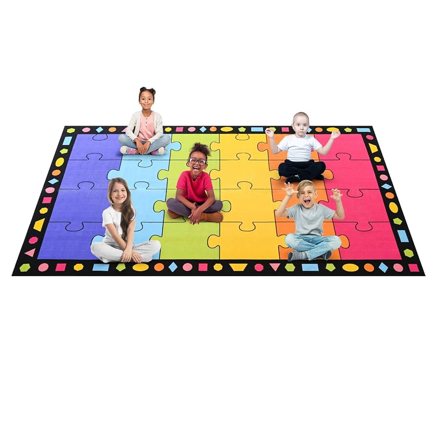 Booooom Jackson Classroom Rug Elementary 24 Spots Large Puzzle Classroom Carpet Preshool Rug for ... | Amazon (US)