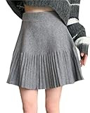 SANGTREE Women's Cute Stretchy Knit Short Pleated Solid Sweater Skirt | Amazon (US)