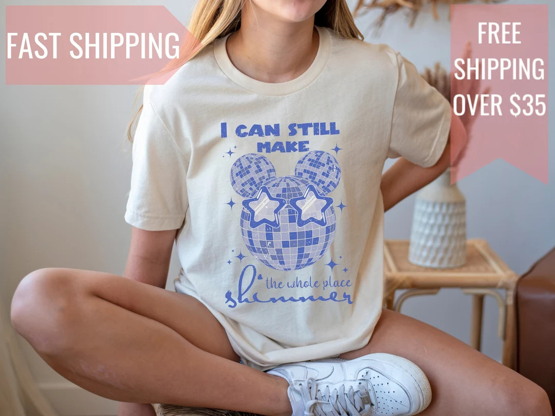 Vintage Shimmer Mouse Disco Ball Shirt, Retro Make the Place Shimmer Shirt, Gift for Kids, Toddle... | Etsy (US)